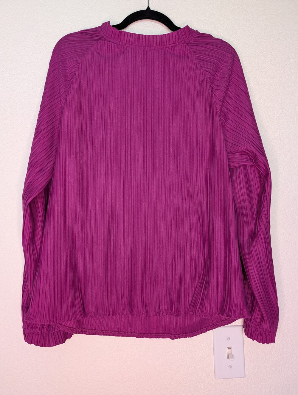 Ann Taylor Factory NWT Pink Pleated Blouse XL Long Sleeve Textured Crinkle